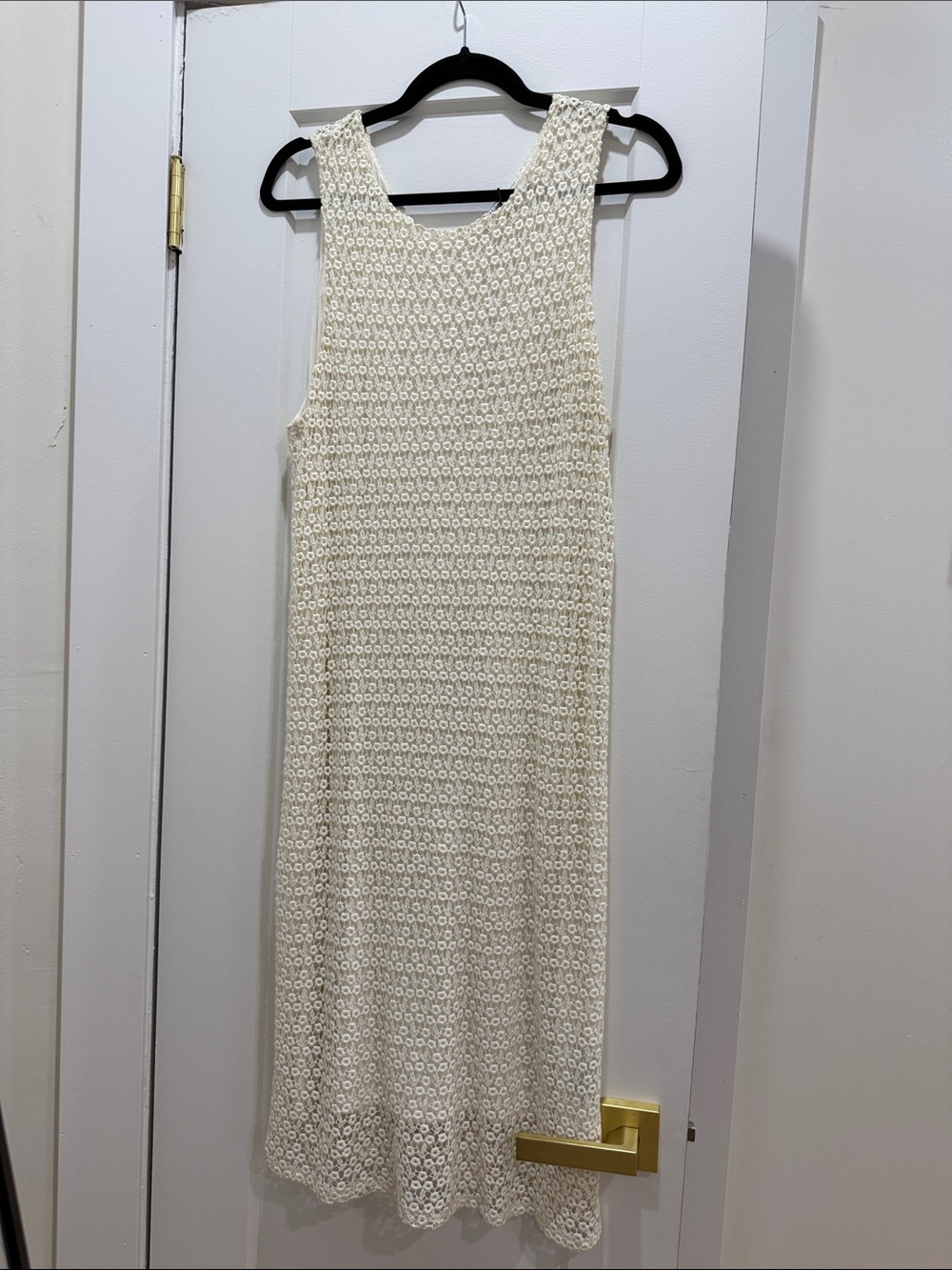 Tahari Cream Crochet Midi Dress
